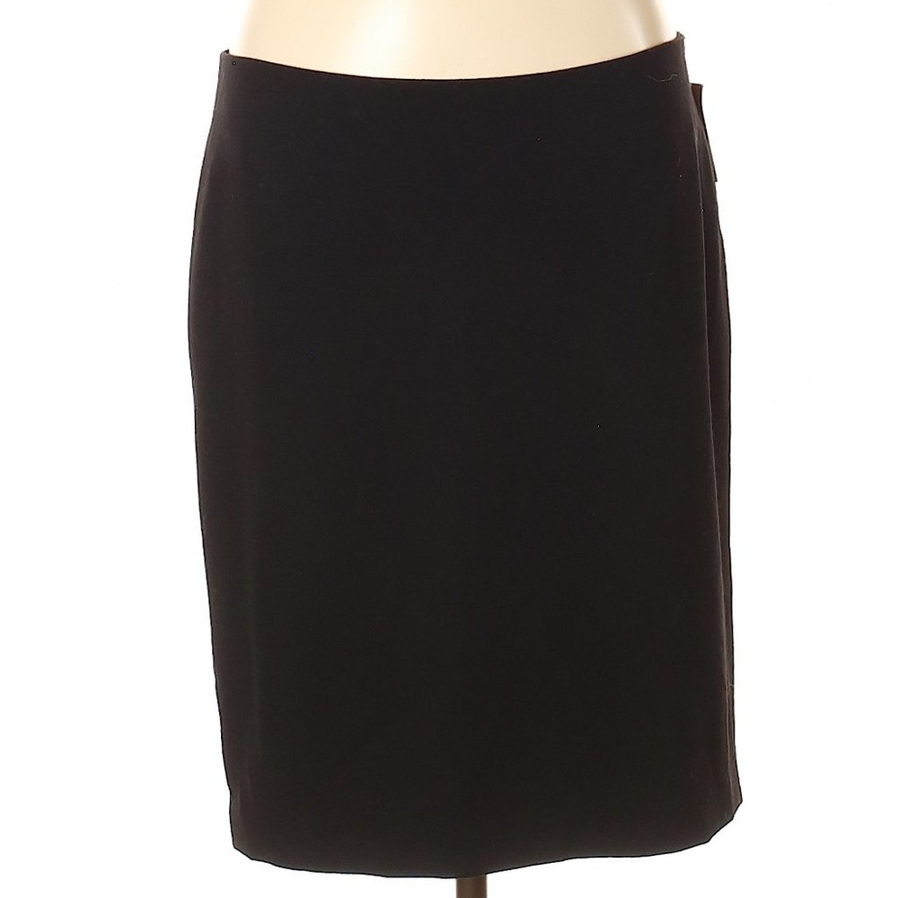 NWT Ellen Tracy Black w/Exposed Rear Zipper Poly Blend All-Season Skirt Size 6